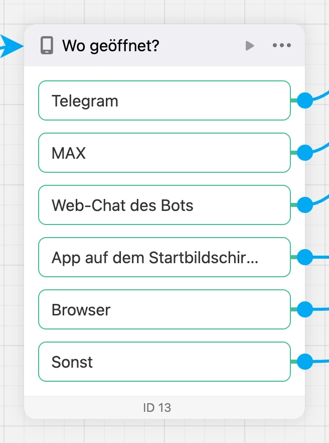 Block „Startquelle“ im Schema: ein Ausgang für jede Quelle