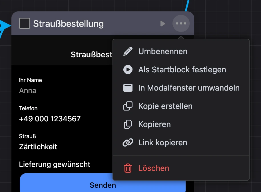 Blockmenü „⋯“