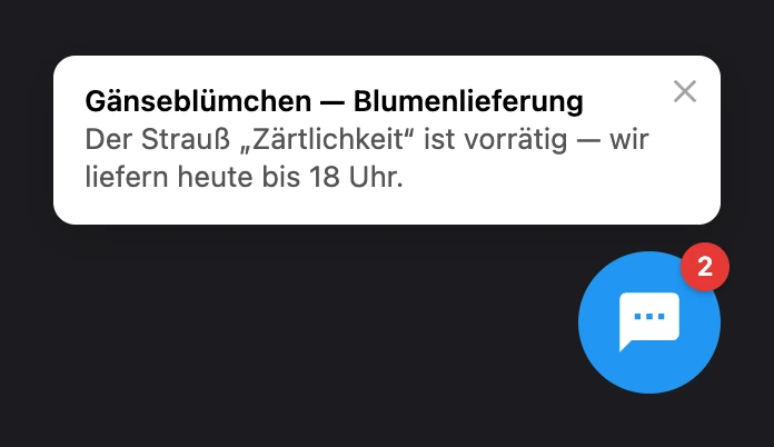Eingeklapptes Widget: Antwortvorschau und Zähler