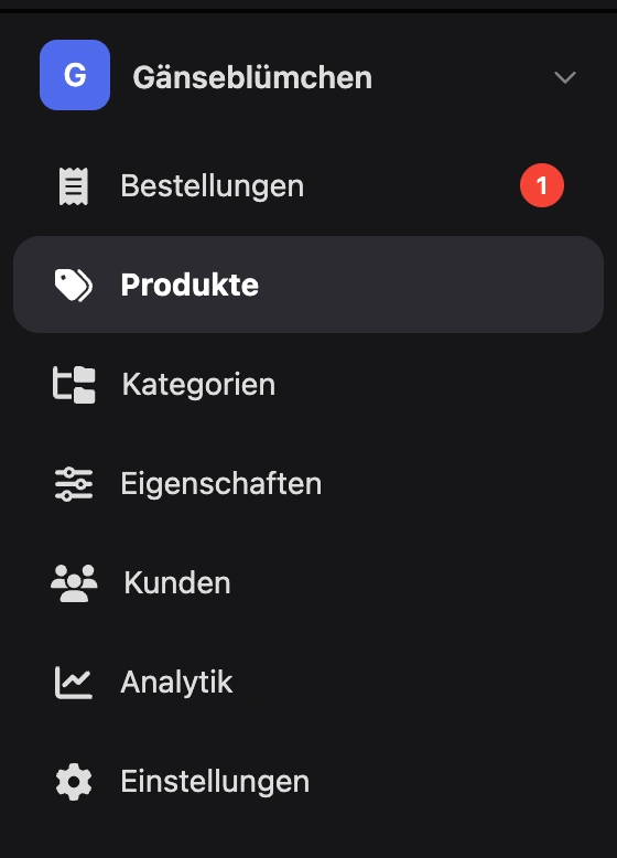 Shop-Menü