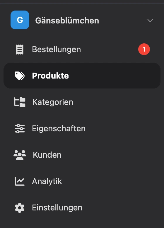 Shop-Menü
