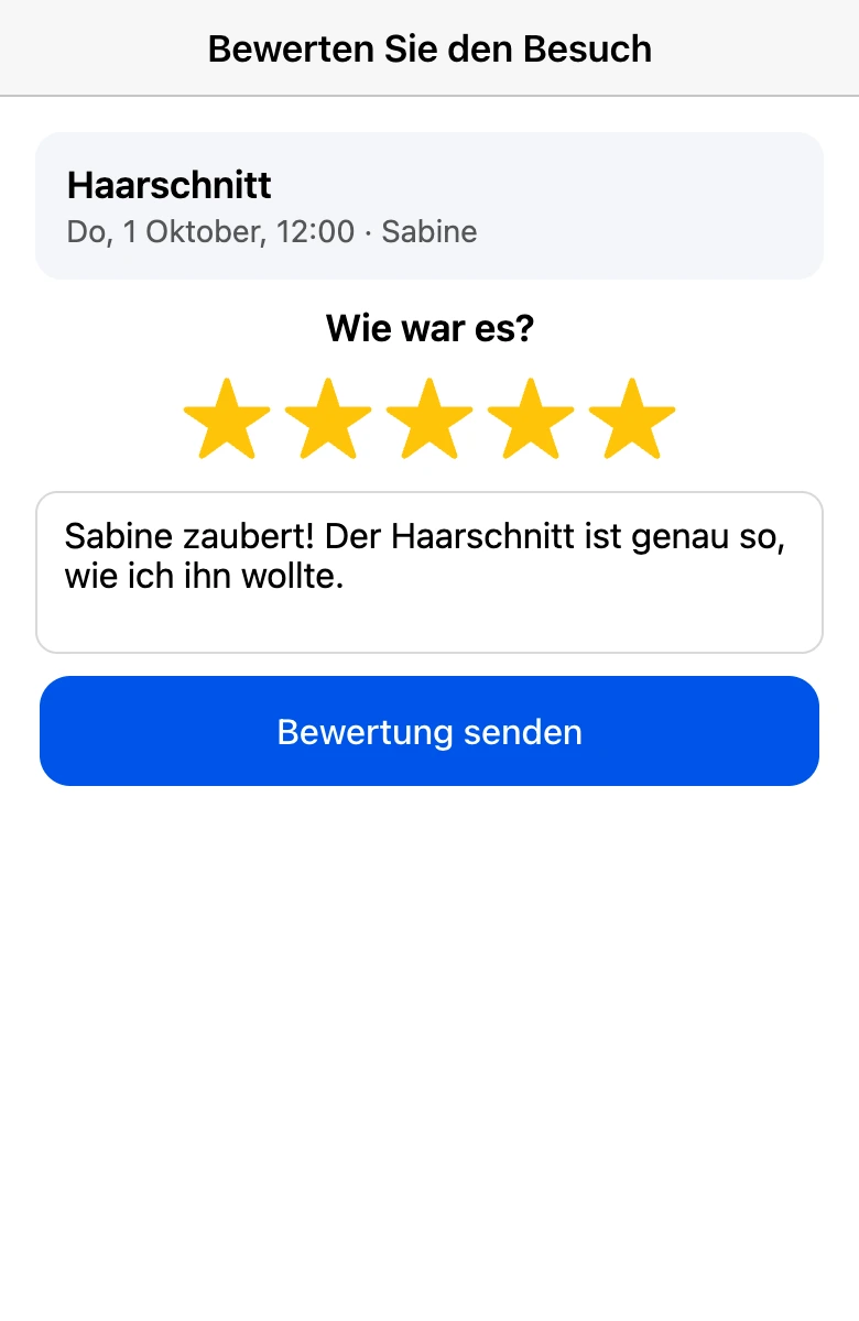 Besuchsbewertung: Sterne und Kommentar