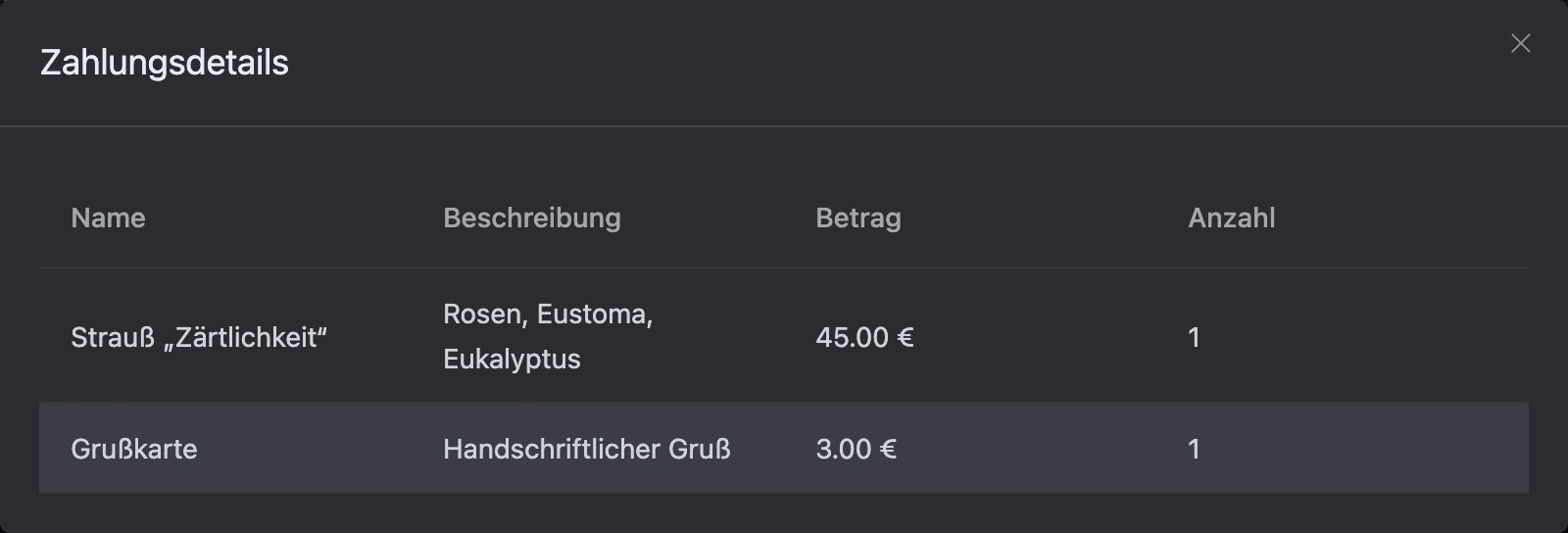 Dialog „Zahlungsdetails“