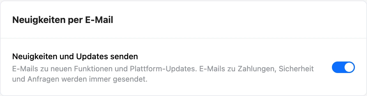 Karte „Neuigkeiten per E-Mail“