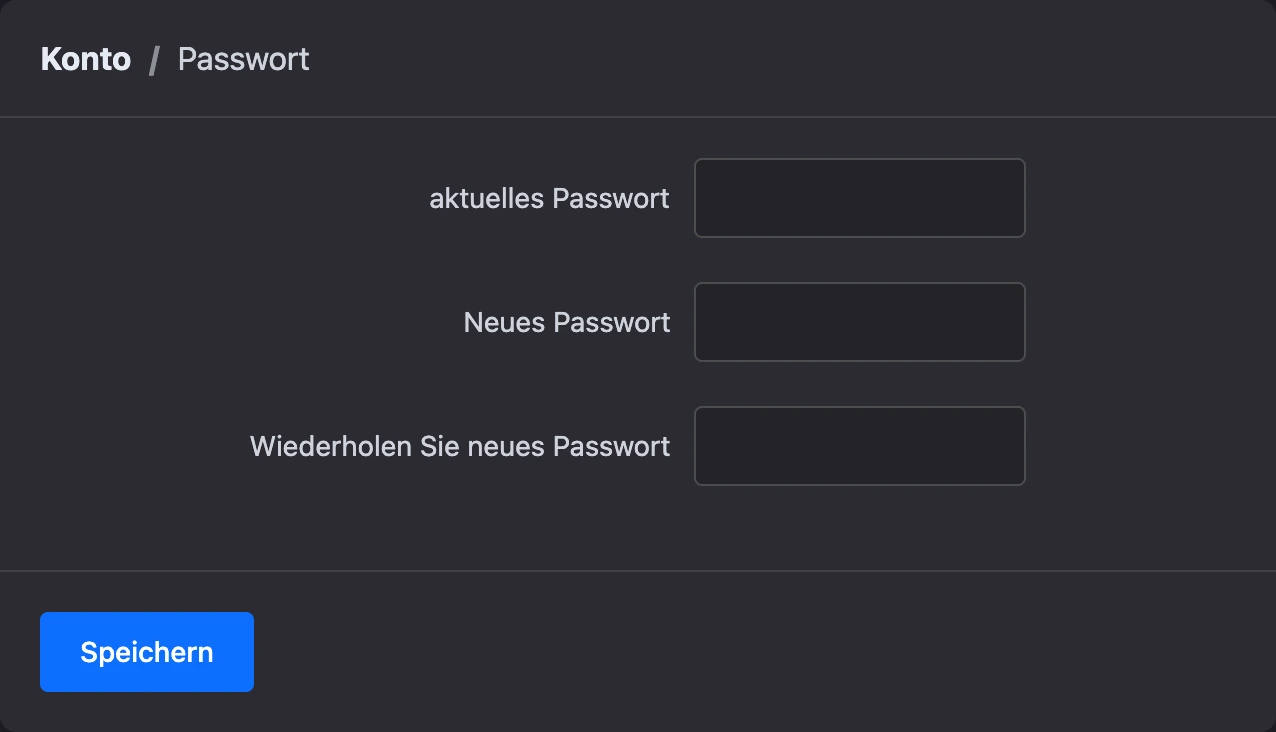 Formular zum Ändern des Passworts