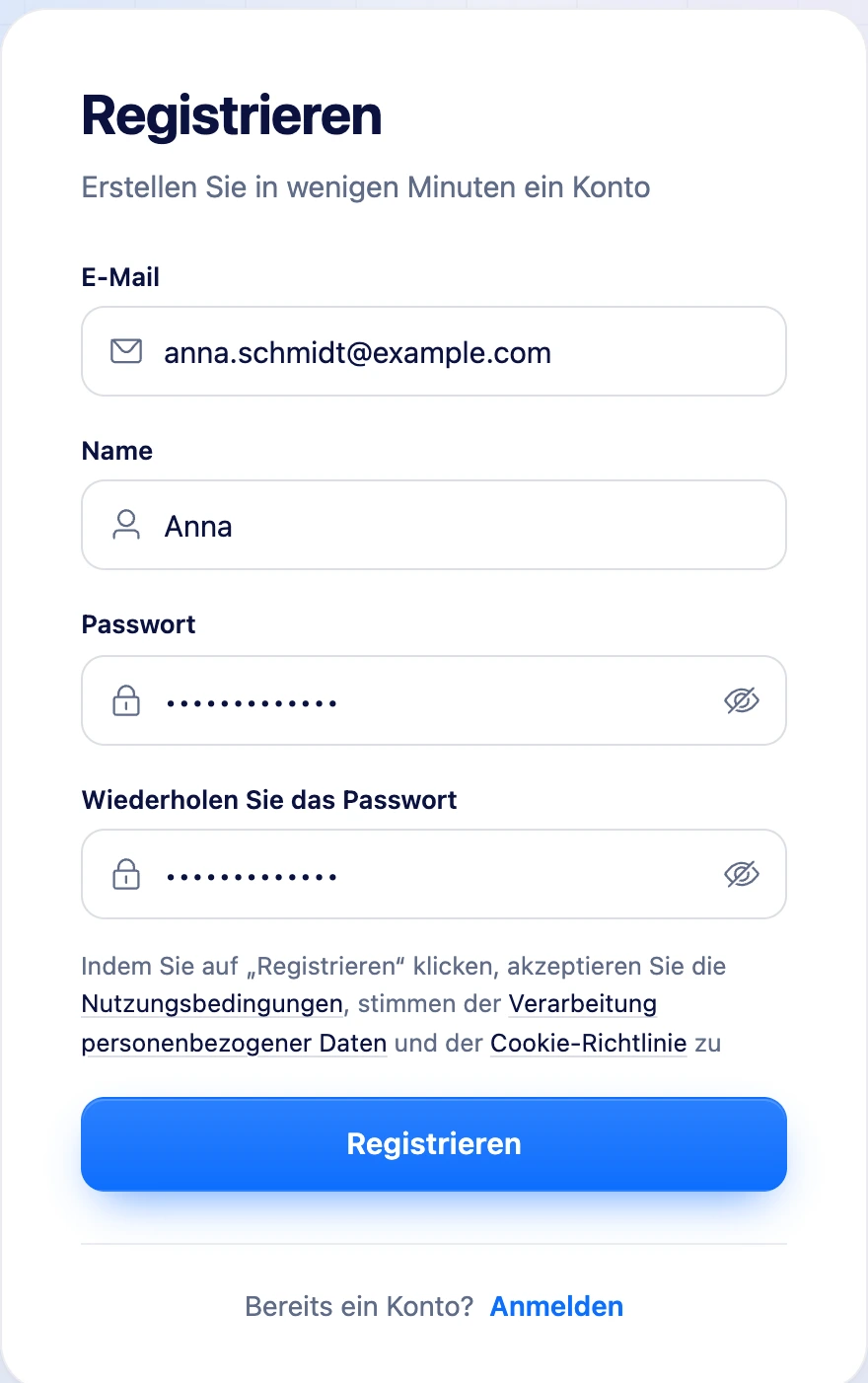 Registrierungsformular