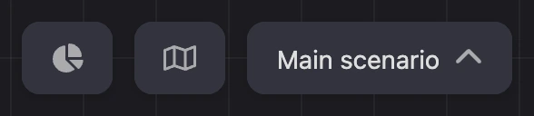 The bottom toolbar: conversions, the minimap and the scenario name