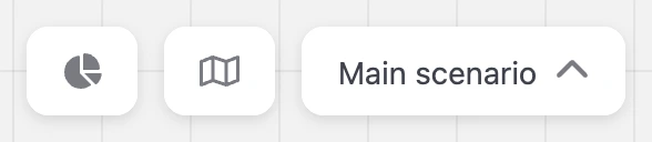 The bottom toolbar: conversions, the minimap and the scenario name