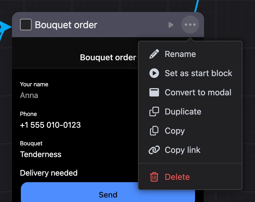 Block menu “⋯”