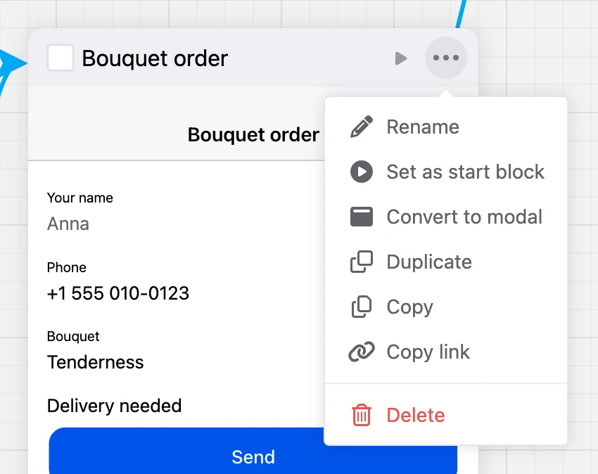 Block menu “⋯”