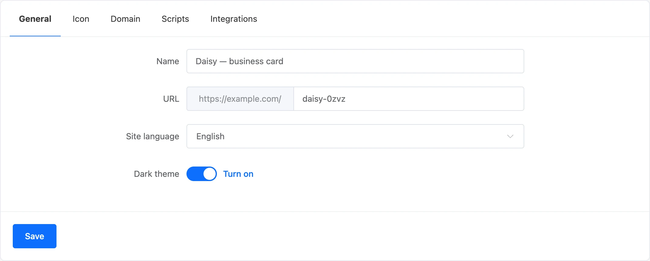 The General tab of the landing settings