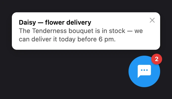Collapsed widget: reply preview and badge