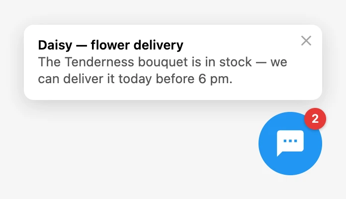 Collapsed widget: reply preview and badge