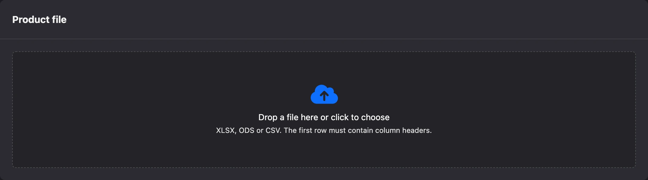 Uploading the product file