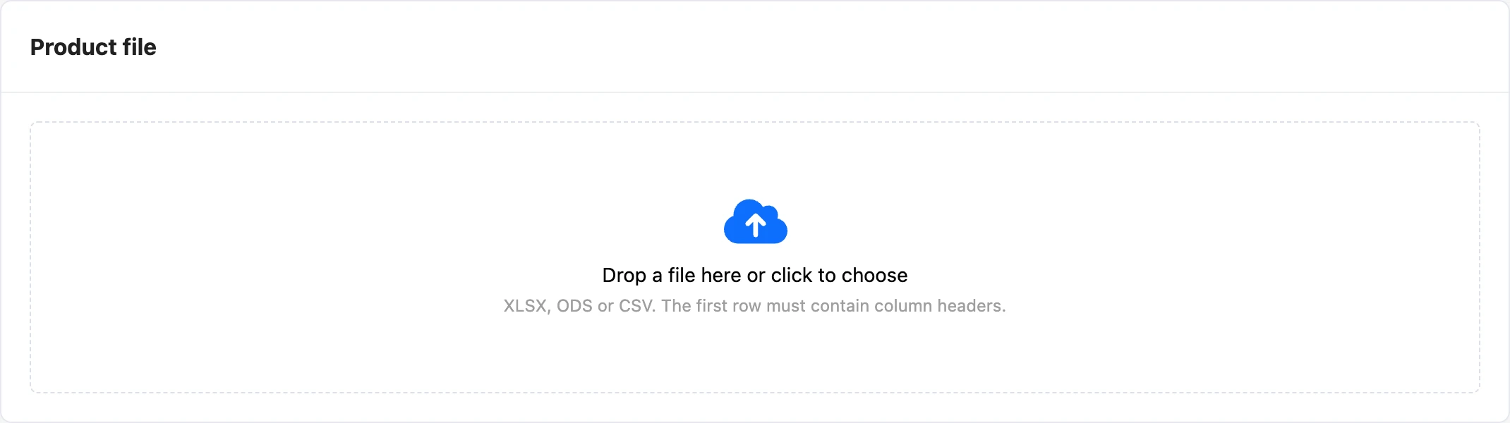Uploading the product file