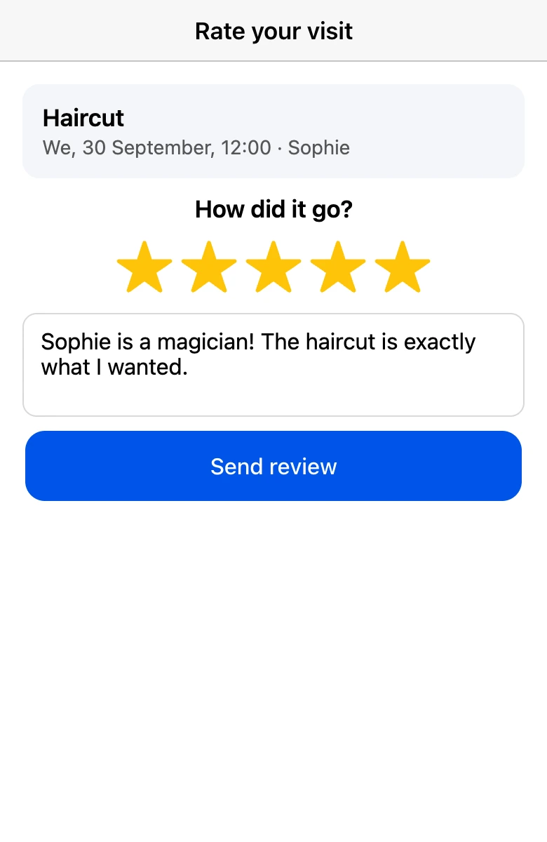 Visit rating: stars and a comment