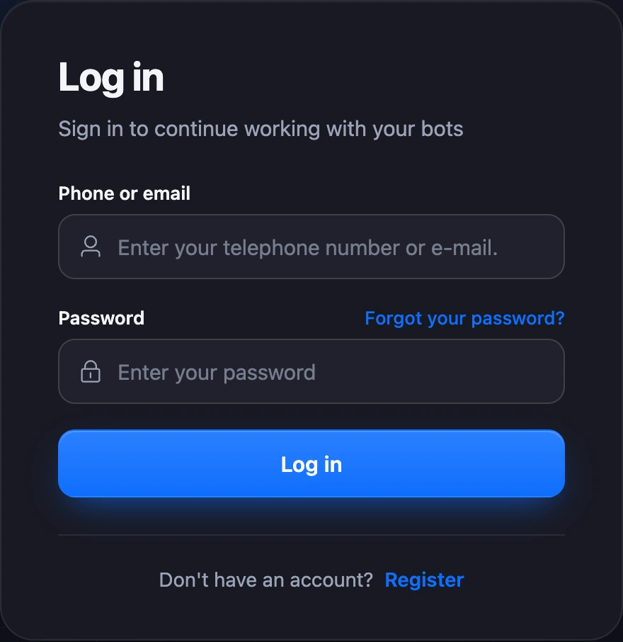 The sign-in form