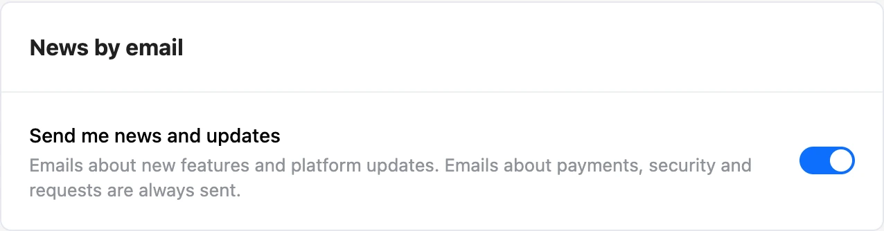 The “News by email” card