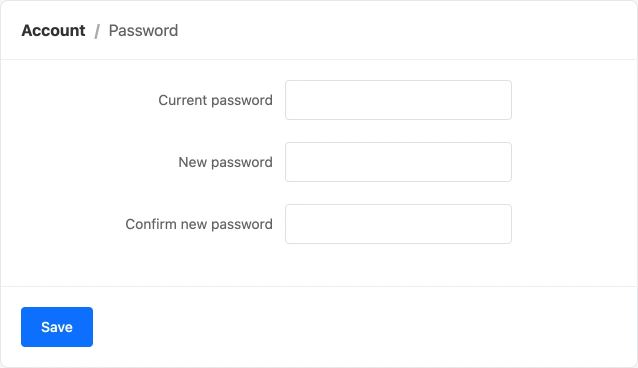 The password change form