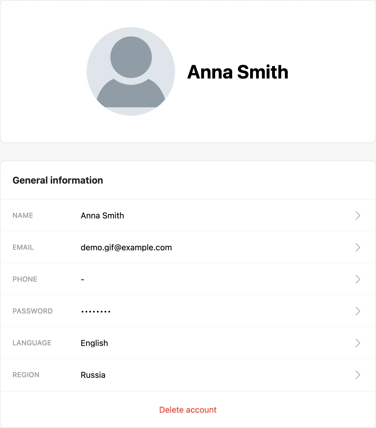 The Main tab of the profile