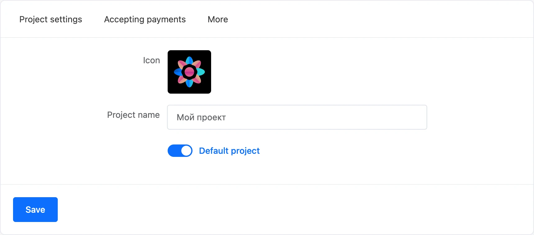 The Project settings tab
