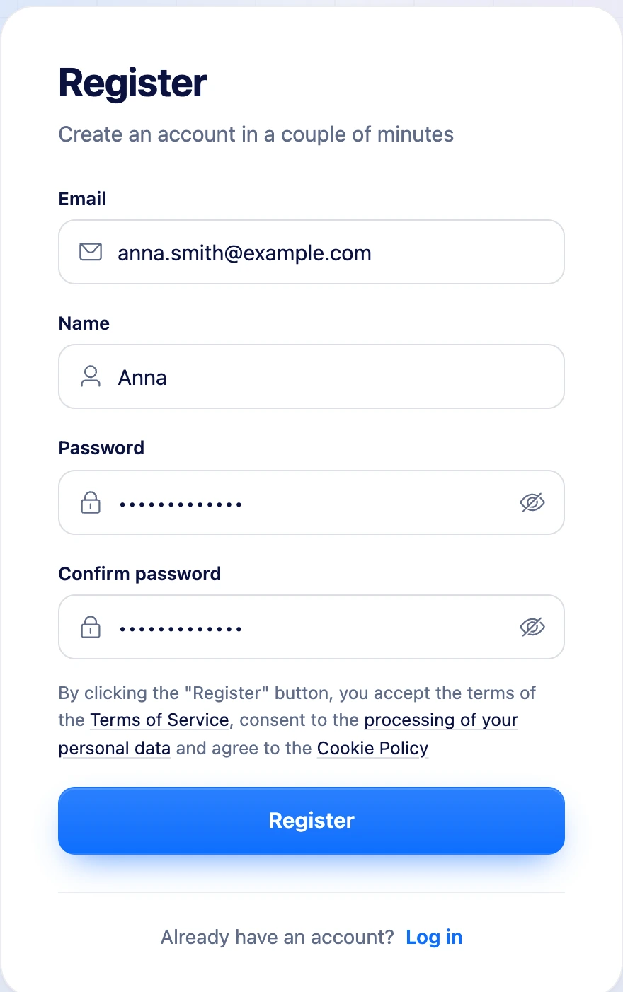 Sign-up form