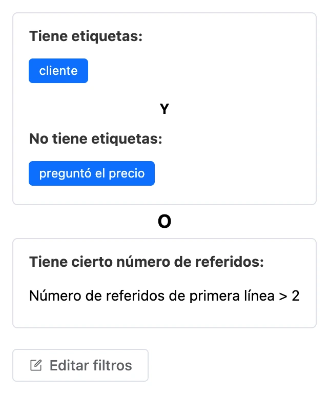 Los mismos filtros en modo lectura