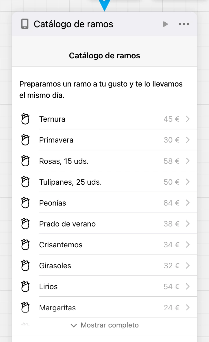 Una pantalla alta en el mapa y la franja «Mostrar completo»