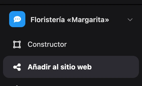 Menú del widget: selector y secciones