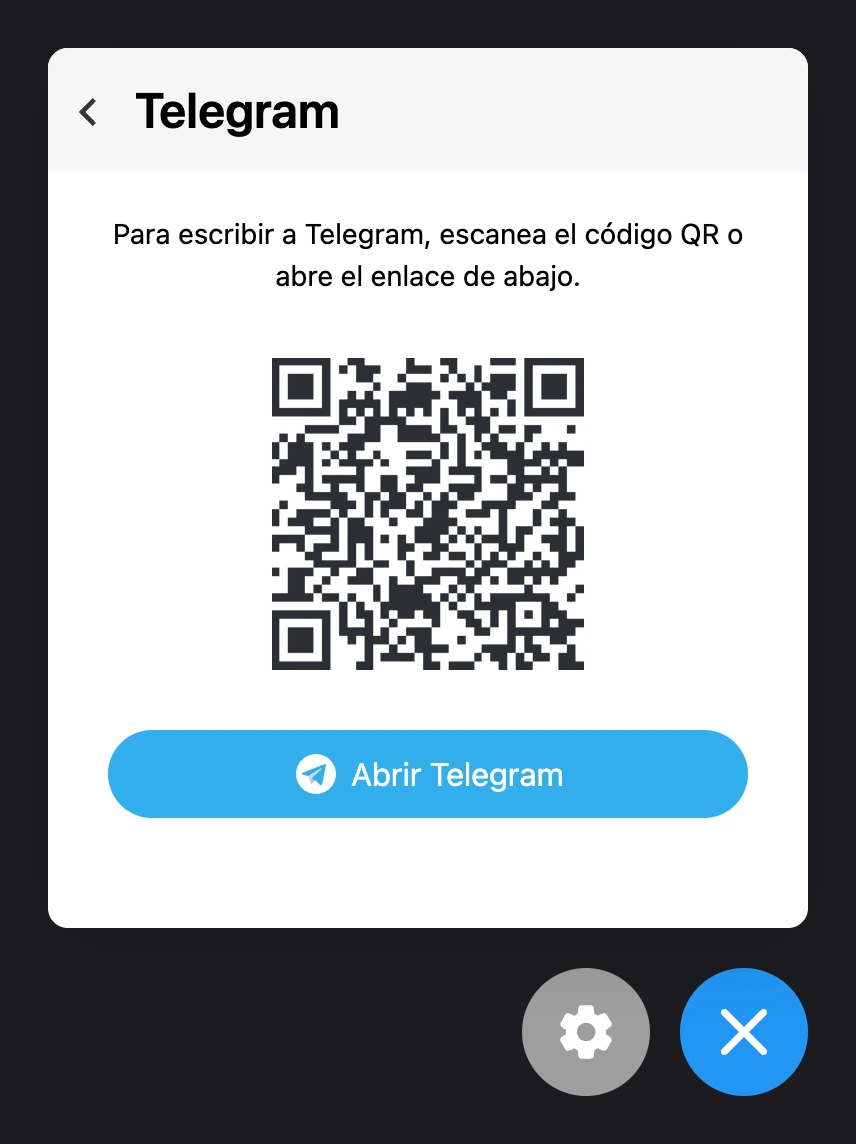 Un enlace en una pantalla grande: código QR y un botón