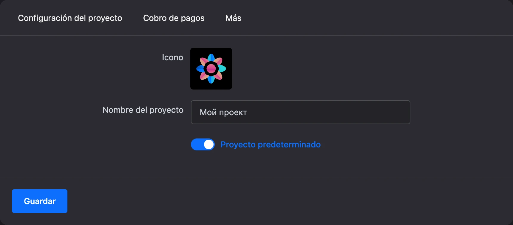 La pestaña Configuración del proyecto