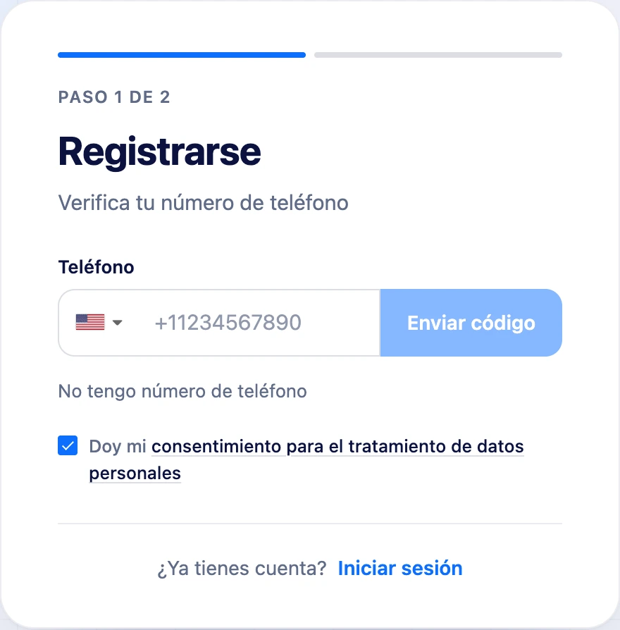 El paso «Verifica tu número de teléfono»