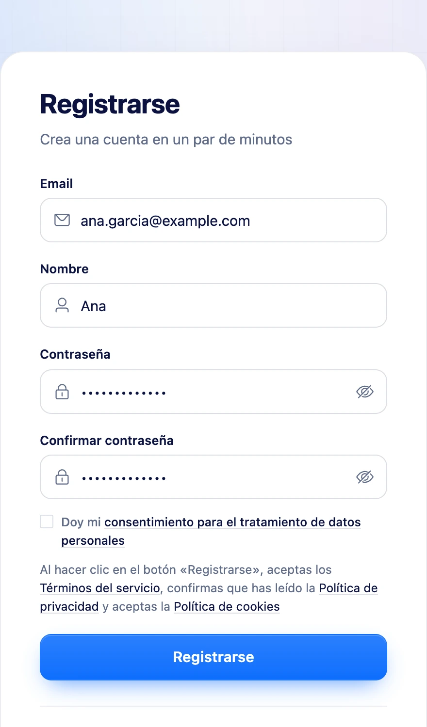 Formulario de registro